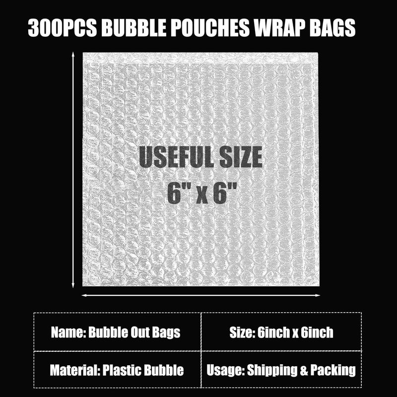EPHECH 300PCS Clear Bubble Out Bag 6" x 6", Small Bubble Pouches Wrap Bags, Double Wall Shockproof Bubble Pouches Packaging Bags Cushioning Protective Bag for Moving, Shipping, Packing and Storage - Image 2